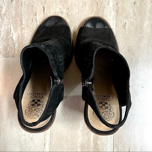 Vince Camuto Suede Katri Open Peep Toe Booties 203 - Picture 6 of 9